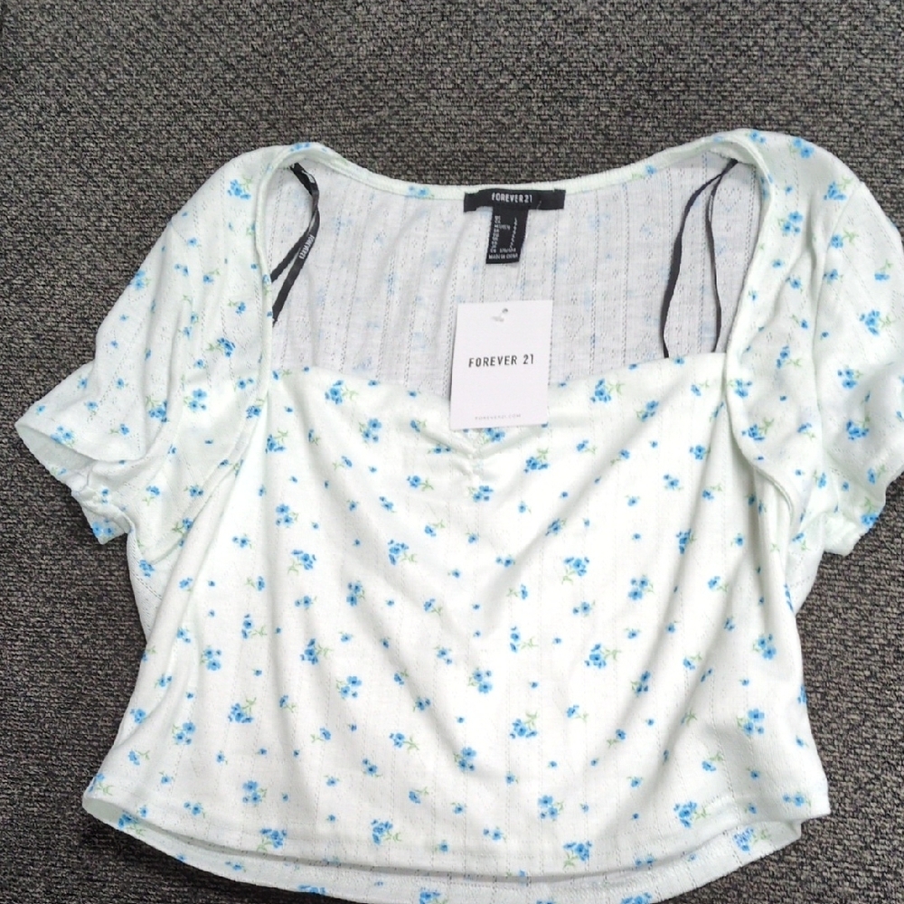 Forever 21 White Floral Women's Top